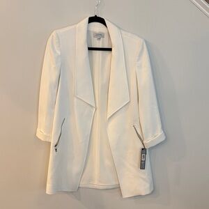 Tahari Cream Women's Blazer with Zipper Accents